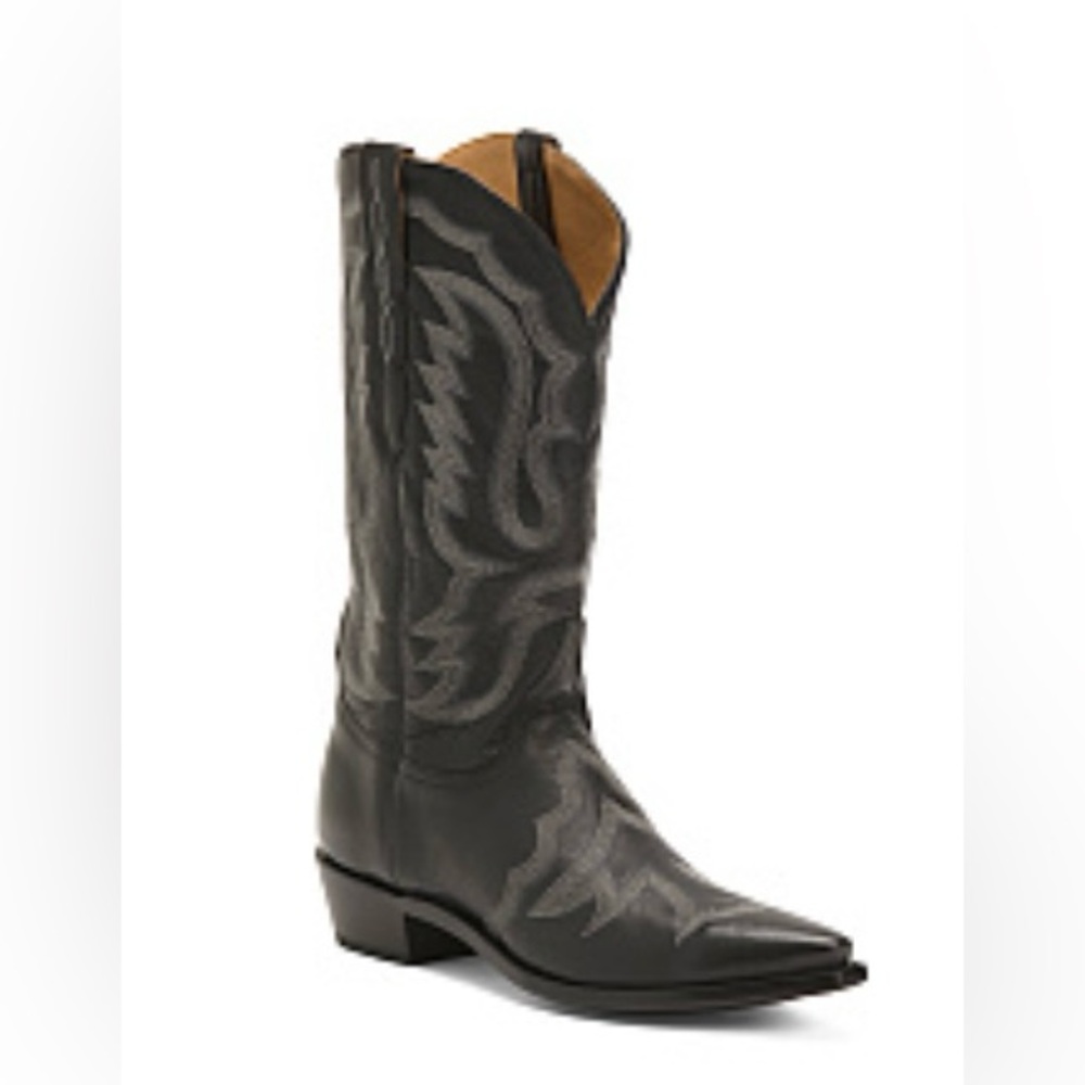 NWT Women’s Lucchese Black Heeled Boots with Vamp Stitching